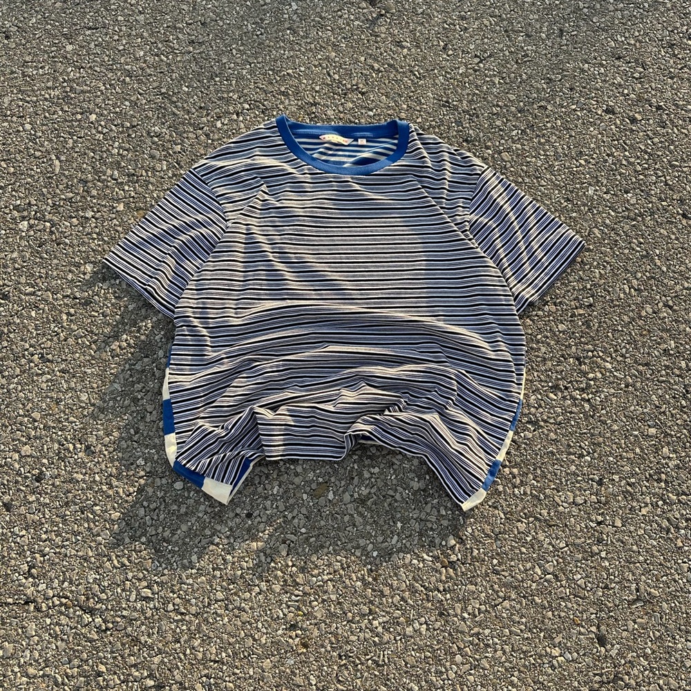 Marni x Uniqlo Blue and White Striped Short Sleeve Tee
